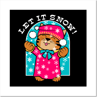 Let it Snow Winter Kitten Posters and Art